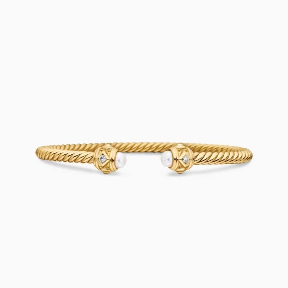 David Yurman Gold 4mm Diamond Pearl Bracelet - Picture 8 of 8